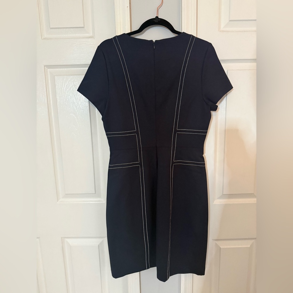Brooks Brothers Navy Midi Dress with White Stitching - Picture 4 of 5